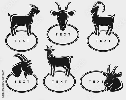 Goat labels and icon set. Collection icons goat. Vector