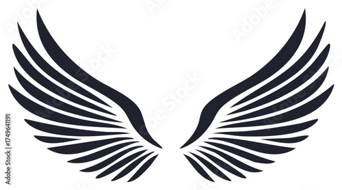 Stylized Dark Wings Spread Wide Symbolizing Freedom and Flight