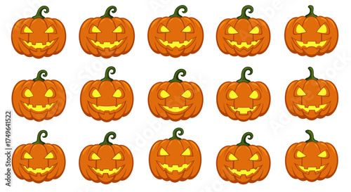 Spooky Jack-o-lanterns for Halloween decorations and autumn festivities, embodying the spirit of the season
