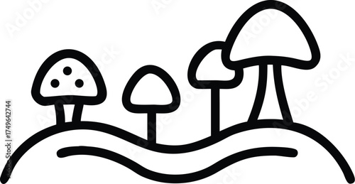 Mushroom drawing vector illustration fungi forest nature outline art eps silhouette