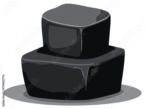 Minimalist black two tier cake with dark dripping glaze vector illustration