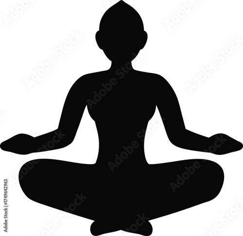 yoga pose silhouette outline vector on transparent.