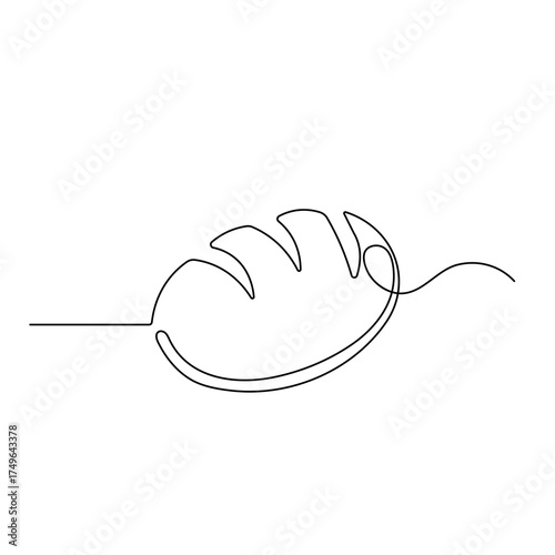 Long loaf bread icon  continuous one line drawing  outline vector illustration