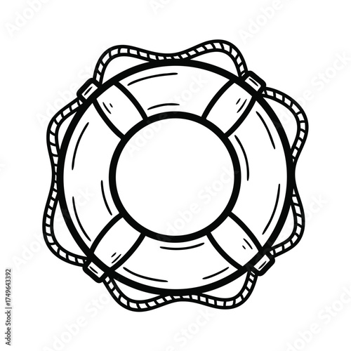 Life preserver ring with rope detail ring buoy safety equipment