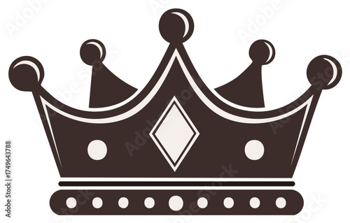 Simple graphic icon of a royal crown. Flat vector illustration of a monarch's diadem symbol for royalty and luxury concepts.