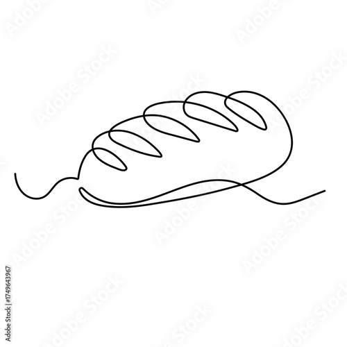 Long loaf bread icon  continuous one line drawing  outline vector illustration
