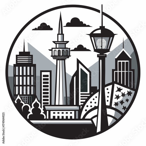 Urban Cityscape with Lamppost
