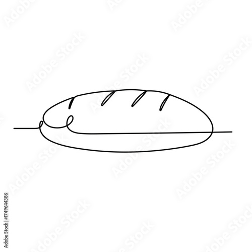Long loaf bread icon  continuous one line drawing  outline vector illustration