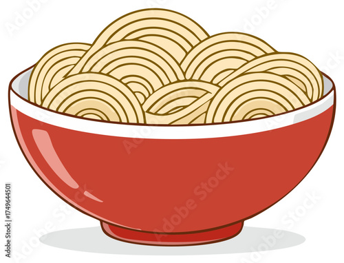 Stylized Bowl of Golden Noodles with a Clean and Modern Artistic Design