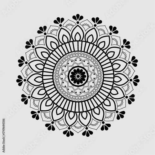 A detailed floral mandala vector with elegant line art patterns. Perfect for yoga design, meditation backgrounds, tattoo art, and decorative wall art projects.