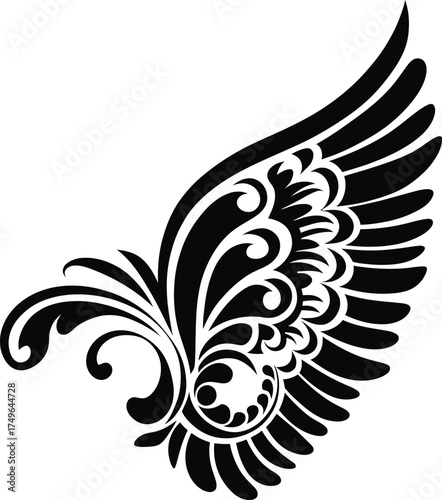 Ornamental Angel Wing Vector Design