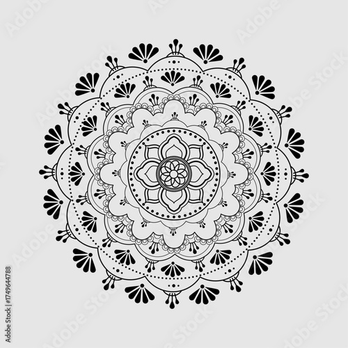 Modern geometric mandala vector featuring circular symmetry and abstract patterns. Ideal for background design, meditation posters, and digital art prints.