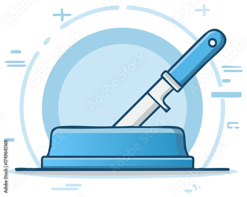 Blue Toilet Plunger in Bowl for Sink Drain Clog Removal Illustration