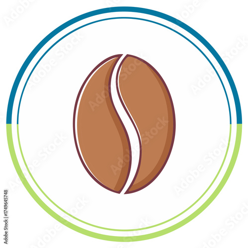 Stylized Coffee Bean Icon with Circular Design Element Clean Food Ingredient Illustration