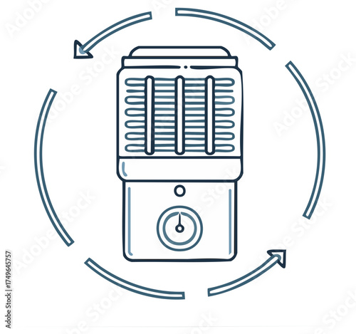 Air Purifier Humidifier Ventilation System Icon with Circulating Airflow Arrows