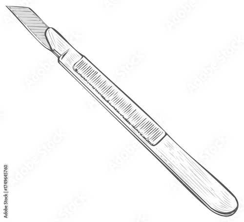 Vintage style hand drawn sketch of a surgical scalpel medical instrument