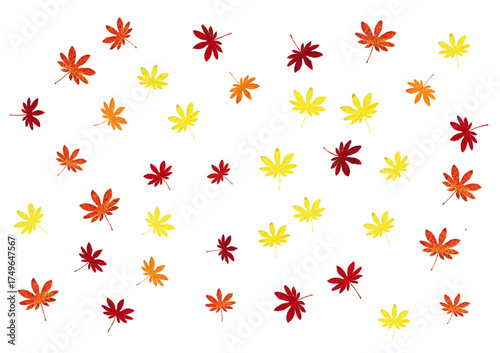 autumn fall leaves as isolated vector objects.  some colored maple leaves. foliage created by 3D modeling.