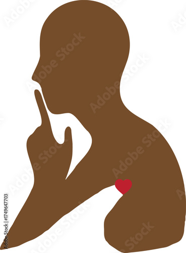 Silhouette Of A Person With Finger To Lips In A Shushing Gesture Conveying Silence And Secrecy