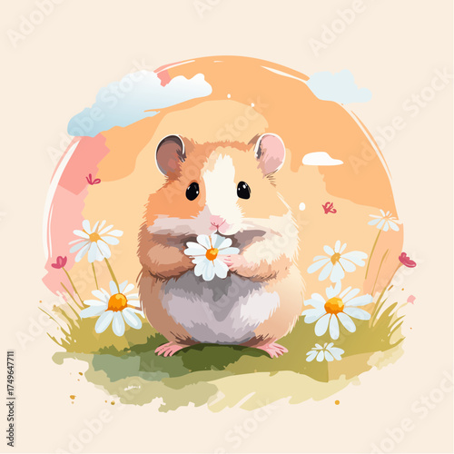 Hamsterbaby auf der Blumenwiese