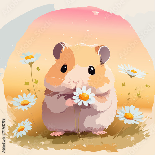 Hamsterbaby auf der Blumenwiese