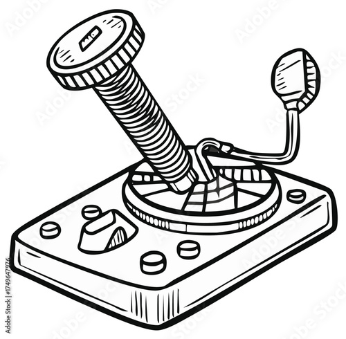 Vintage Radio Transmitter Vector Illustration Hand Drawn Doodle Design Communication Equipment Telegraph Machine Radio Station