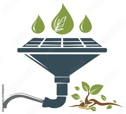 Water Filtration System for Plants and Eco-Friendly Environment with Leaf Motif