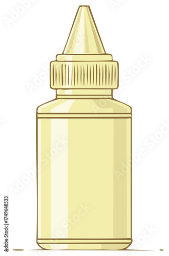 Cartoon illustration of a squeeze bottle with thin nozzle, typically used for glue or liquid solution, vector art