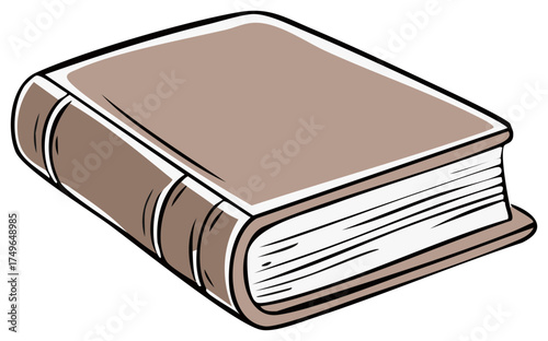 Brown Hardcover Book with White Pages and Stylized Binding Ribs