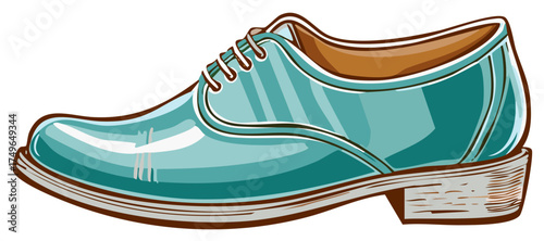 Stylish Aqua Blue Formal Dress Shoe Illustration Classic Elegant Footwear Design