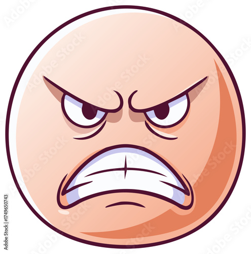 Aggressive Angry Face Emoji Cartoon Illustration Expressing Intense Frustration