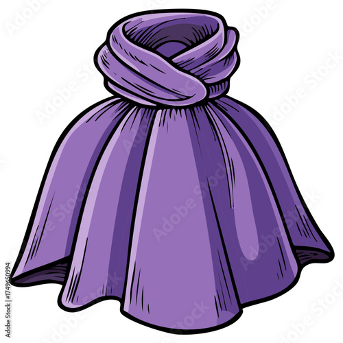 Elegant purple draped fabric with a decorative knot vector illustration