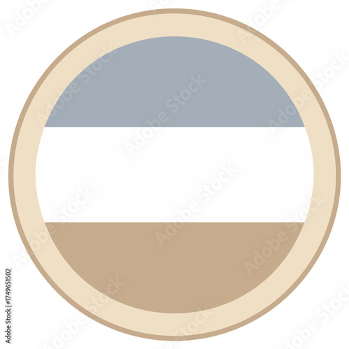 Minimalist Circular Design with Three Horizontal Color Blocks
