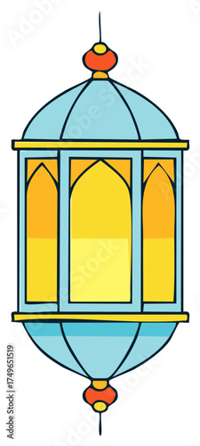 Cartoon Arabic Lantern Decorative Light Festive Design Ramadan Eid Celebration