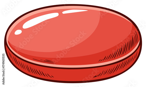 Vibrant glossy red oval shaped candy sweet or pharmaceutical pill medicine illustration