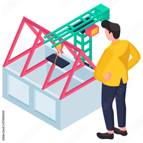 Editable design illustration of building construction 