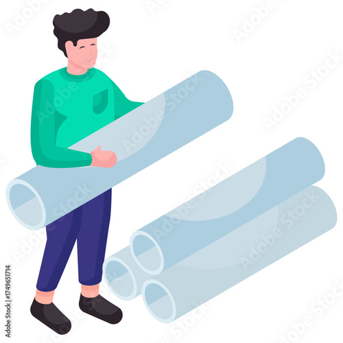 Modern design illustration of plumbing pipes