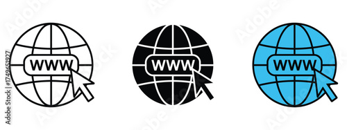 World Wide Web, Website icon vector. internet connection and digital exploration symbol. vector illustration.