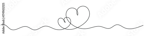 Continuous one Line Drawing of Hearts icon vector. love and affection symbol. vector illustration.