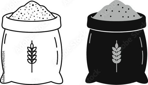 Pear Silhouette Silhouettes of Grain Sack Icon Vector Illustration