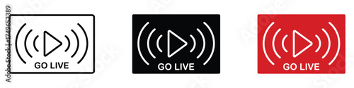 Go live icon vector. streaming platforms, social media broadcasts, and dynamic online events symbol. vector illustration.