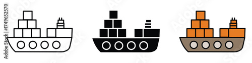 Logistic, Cargo ship icon vector. marine ship symbol. vector illustration.