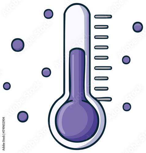 Cold weather thermometer measuring low temperature with floating ice crystals
