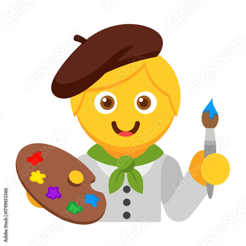 Painter Emoji with Palette and Brush