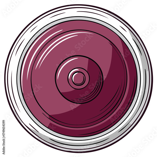 Red wine glass top view vector illustration with a bold modern graphic style