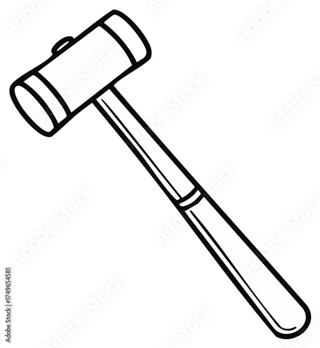 Simple black and white line drawing of a mallet tool for construction or justice themes