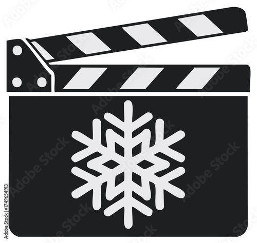 Movie Clapperboard Icon with Snowflake Symbol