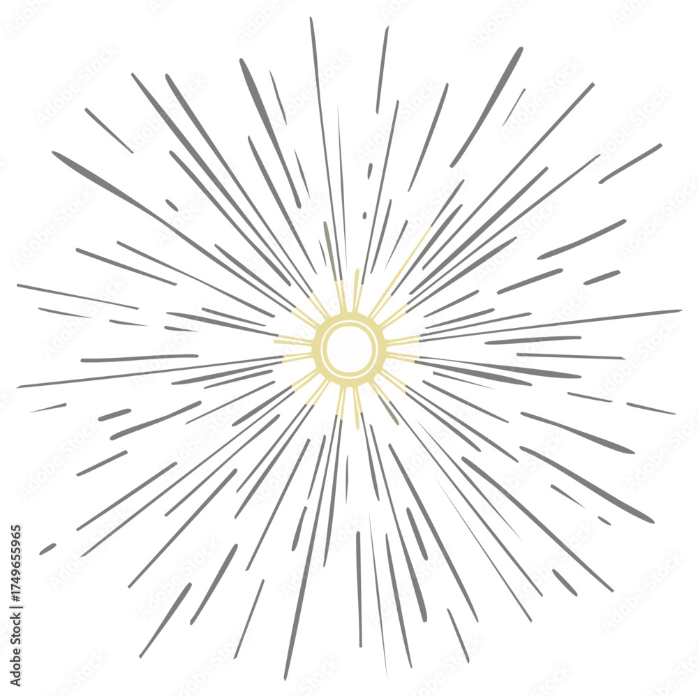 Obraz premium Circular Bursting Sunlight Light Rays Shining From Center Vector Illustration
