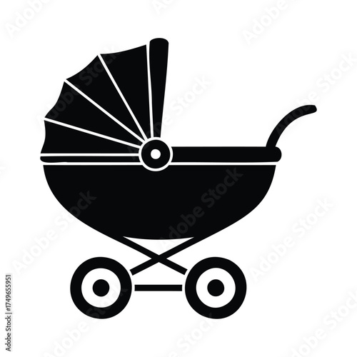 Vintage baby carriage silhouette stroller retro