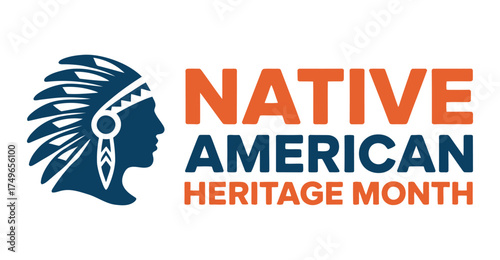 Native American Heritage Month graphic with feathered headdress silhouette and bold typography honoring indigenous culture and tradition