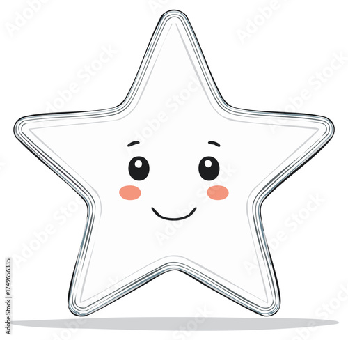 Adorable star cartoon illustration featuring happy facial expression and blush cheeks for children designs